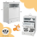 Pet Feeder Station with Stainless Steel Bowl-White