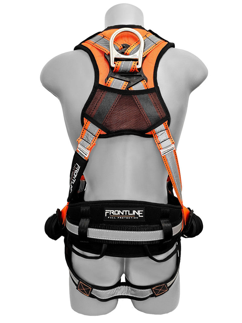 Frontline 100RCTB Combat Reflective Construction Full Body Harness with Tongue Buckle Legs and Trauma Straps M/L