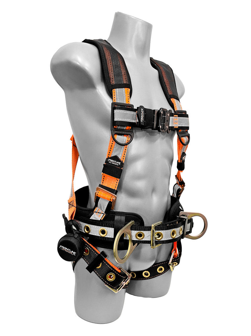 Frontline 100RCTB Combat Reflective Construction Full Body Harness with Tongue Buckle Legs and Trauma Straps M/L