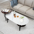 Set of 2 Modern Nesting Coffee Table with Extra Storage Shelf-White by LJGDeals