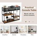 4-Tier Industrial Console Table with Wire Basket and shelf-Rustic Brown by DirectDeals