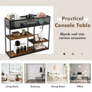 4-Tier Industrial Console Table with Wire Basket and shelf-Rustic Brown by LJGDeals