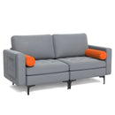 Modern Loveseat Sofa with 2 Bolsters and Side Storage Pocket-Gray by DirectDeals