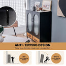 Kitchen Industrial Buffet Sideboard with Tempered Glass Doors-Black by LJGDeals