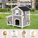 2-Story Outdoor Wooden Feral Cat House with Escape Door-Grey by LJGDeals