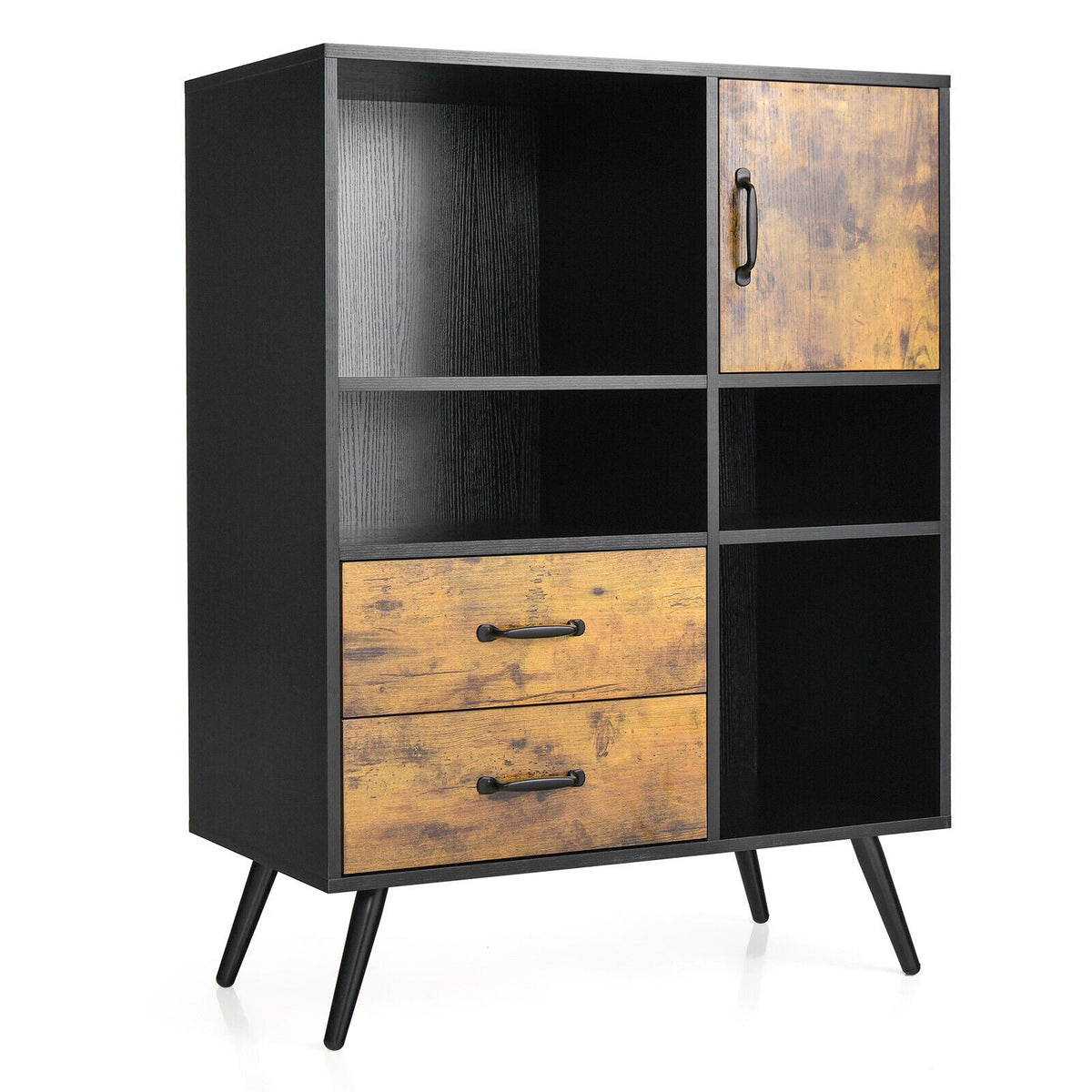 Industrial Buffet Sideboard Kitchen Cupboard with Cubbies Drawers-Rustic Brown, photo 3 of 8