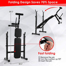Adjustable Weight Bench and Barbell Rack Set with Weight Plate Post by LJGDeals