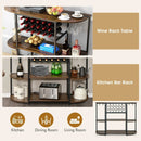 47 Inches Wine Rack Table with Glass Holder and Storage Shelves by LJGDeals