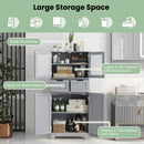 3 Tier Freee-Standing Bathroom Cabinet with 2 Drawers and Glass Doors by LJGDeals