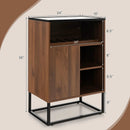 Wine Storage Cabinet Buffet Sideboard with Adjustable Shelf and Sliding Door-Brown by LJGDeals