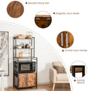 4-Tier Industrial Kitchen Bakers Rack Microwave Oven Stand-Brown