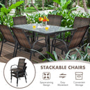 Set of 6 Outdoor PE Wicker Stackable Chairs with Sturdy Steel Frame by LJGDeals