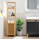 4 Tiers Slim Bamboo Floor Storage Cabinet with Shutter Door and Anti-Toppling Device-Natural by LJGDeals