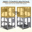 Outdoor Cat House Enclosures on Wheels Kitten Cages with Resting Box-Gray by LJGDeals