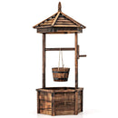 Rustic Wooden Wishing Well with Adjustable Hanging Bucket-Brown by LJGDeals