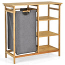 Bamboo Laundry Hamper Stand with Removable Sliding Bag and 3-Tier Open Shelves by LJGDeals