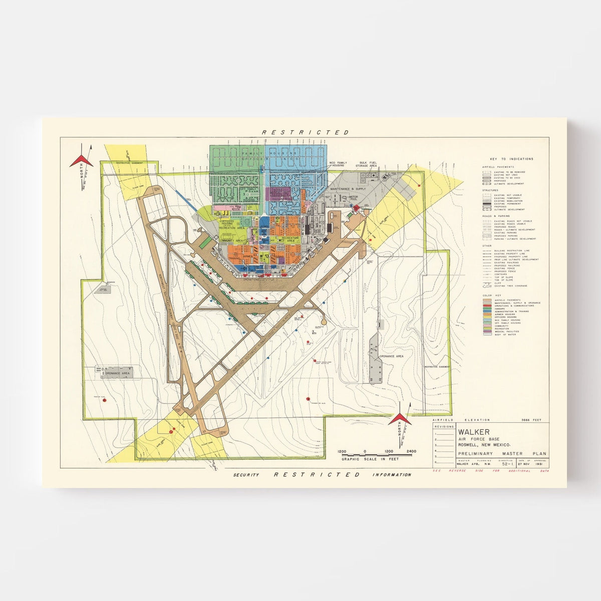 Vintage Map of Walker Air Force Base, 1951, photo 4 of 5