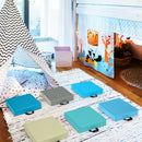 6 Pieces 15 Inches Square Toddler Floor Cushions Flexible Soft Foam Seating with Handles-Blue
