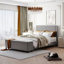 Full/Queen Size Upholstered Platform Bed Frame with Storage Ottoman by DirectDeals