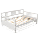 Wooden Full Size Daybed Frame with Guardrails-White