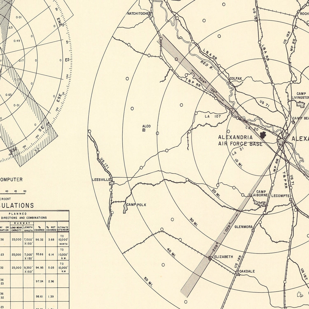 Vintage Map of the Alexandria Air Force Base Vicinity, 1952, photo 2 of 5