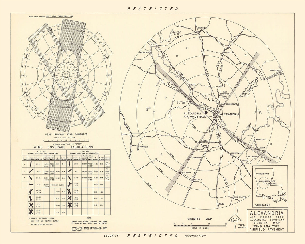 Vintage Map of the Alexandria Air Force Base Vicinity, 1952, photo 5 of 5