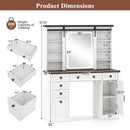 Farmhouse Vanity Desk with Barn-Style Sliding Mirror and 3 Lighting Modes-White by LJGDeals