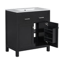 Bathroom Vanity With Ceramic Sink, Modern Single Bathroom Cabinet With 2 Doors And A Shelf, Soft Close Doors by HouseOfZazla