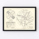Vintage Map of the Raleigh - Durham Municipal Airport Vicinity, 1952