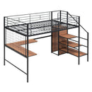 Loft Bed With Desk And Grid, Stylish Frame With Lateral Storage Ladder And Wardrobe by HouseOfZazla
