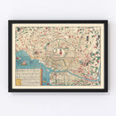 Vintage Map of Tokyo, Japan 1854