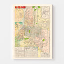 Vintage Map of Taipei, Taiwan 1957