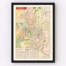 Vintage Map of Taipei, Taiwan 1957