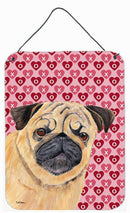 Pug Hearts Love and Valentine's Day Portrait Wall or Door Hanging Prints