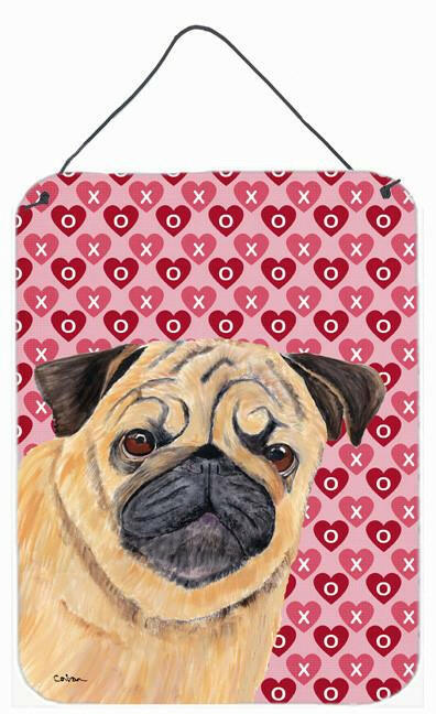 Pug Hearts Love and Valentine's Day Portrait Wall or Door Hanging Prints