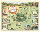 Vintage Map of the Adventures of Robin Hood, 1955