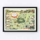 Vintage Map of the Adventures of Robin Hood, 1955