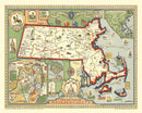 Vintage Map of Massachusetts 1930