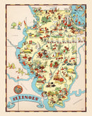 Vintage Map of Illinois 1935