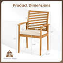 Outdoor Patio Dining Chairs Set of 2 with Removable Padded Cushion and Slatted Backrest-Beige by LJGDeals