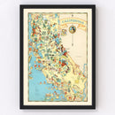 Vintage Map of California 1935