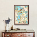 Vintage Map of Michigan 1935