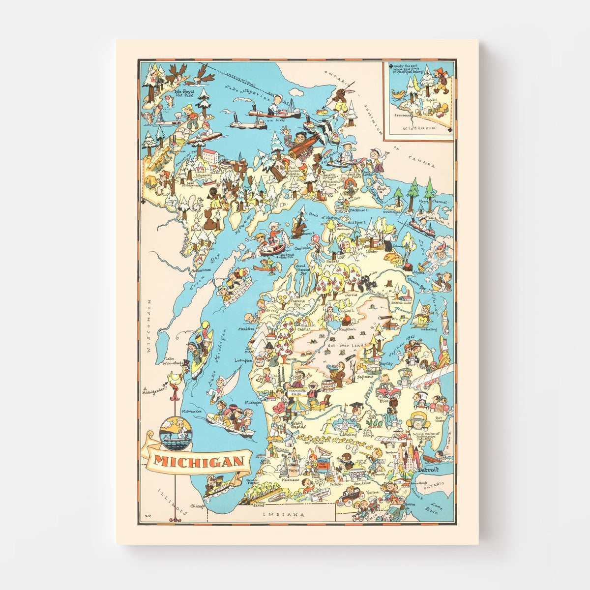 Vintage Map of Michigan 1935, photo 4 of 5
