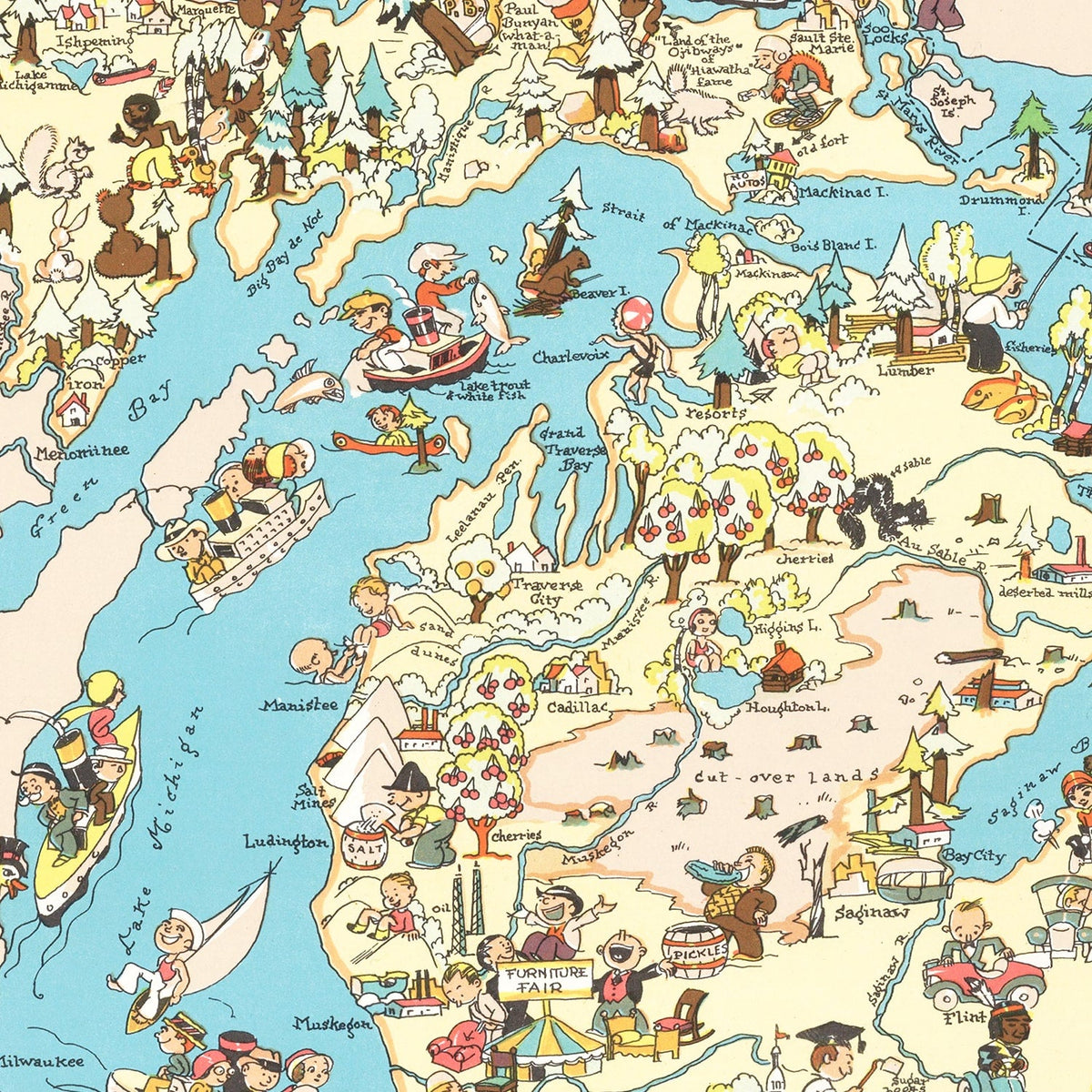 Vintage Map of Michigan 1935, photo 2 of 5