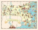 Vintage Map of Massachusetts 1935