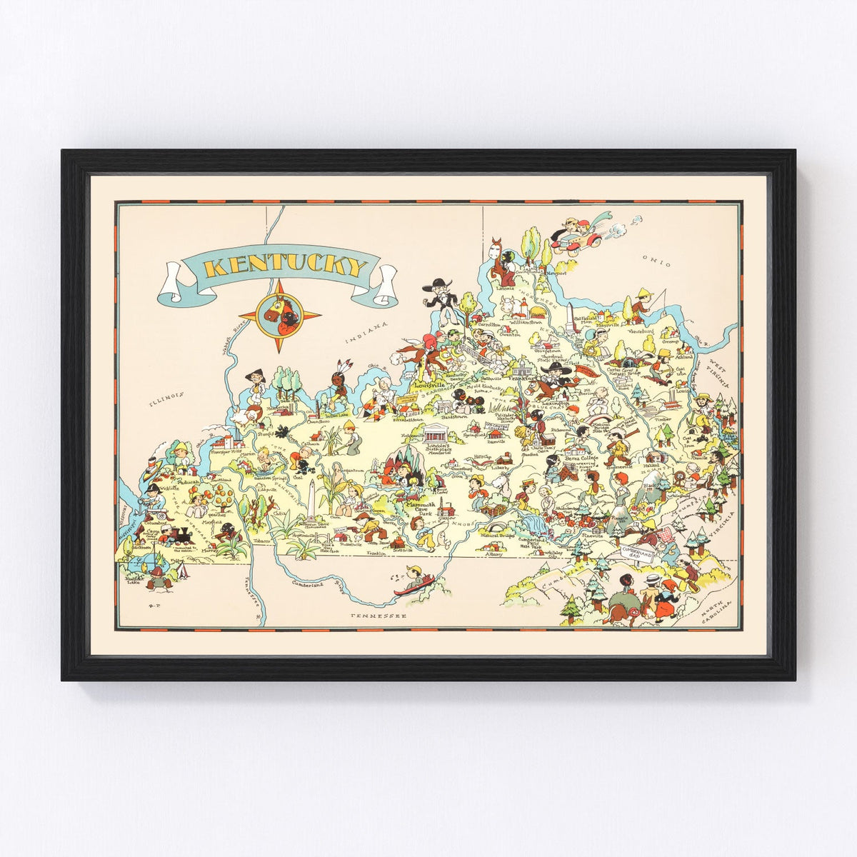 Vintage Map of Kentucky 1935