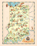 Vintage Map of Indiana 1935