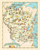 Vintage Map of Wisconsin 1935
