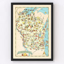 Vintage Map of Wisconsin 1935