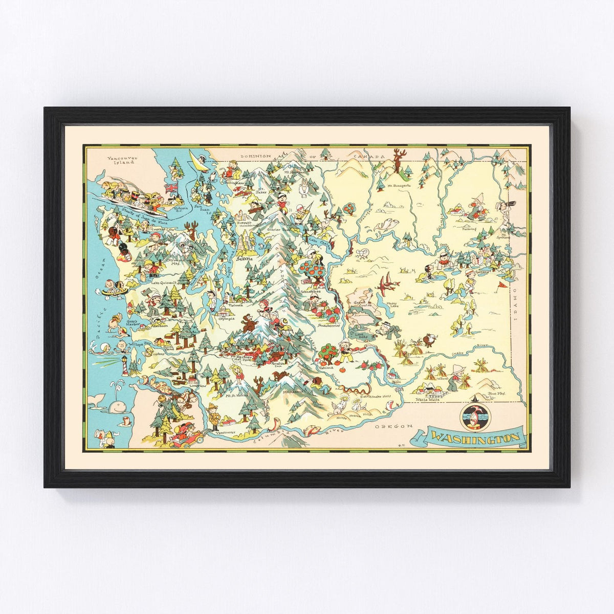 Vintage Map of Washington 1935